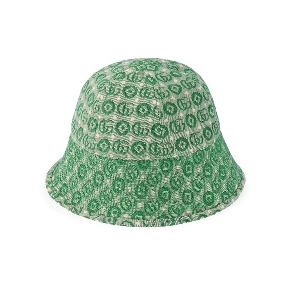 NWT BABIES' DOUBLE G JACQUARD COTTON HAT IN GREEN Sz M 100% Authentic - Picture 1 of 7